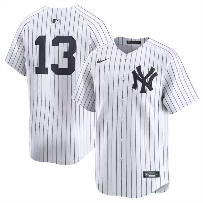Mens New York Yankees #13 Jazz Chisholm Jr White 2024 Home Limited Stitched Baseball Jersey Dzhi